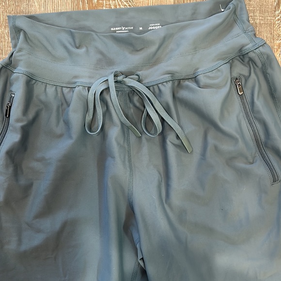 Old Navy high rise jogger. Dusty blue, draw string waist, zip side pockets. - Picture 2 of 2